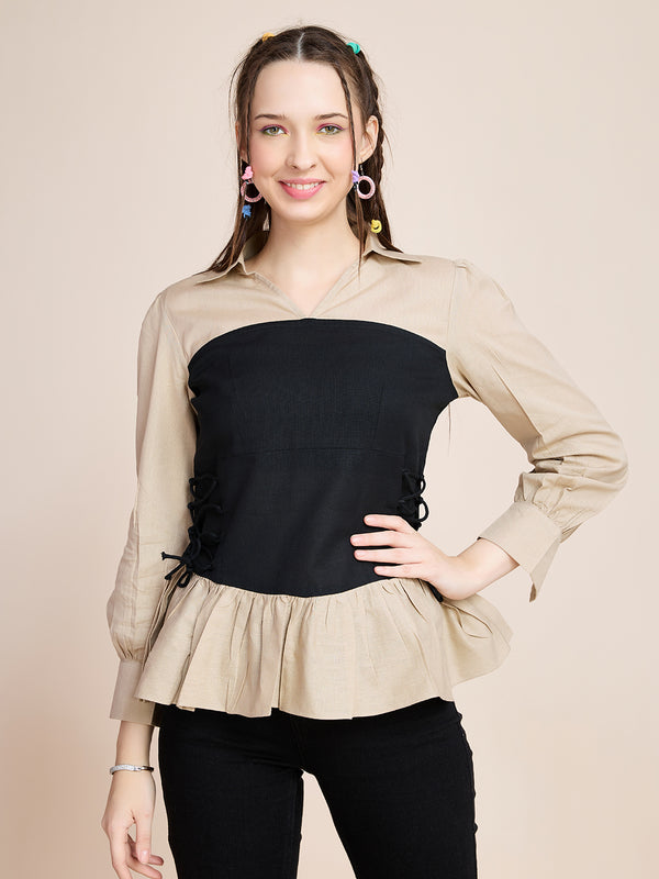 Black and Beige Corset Top