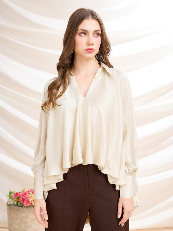 Draped V Neck Top