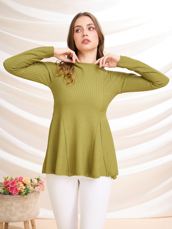 ROUND NECK PEPLUM TOP