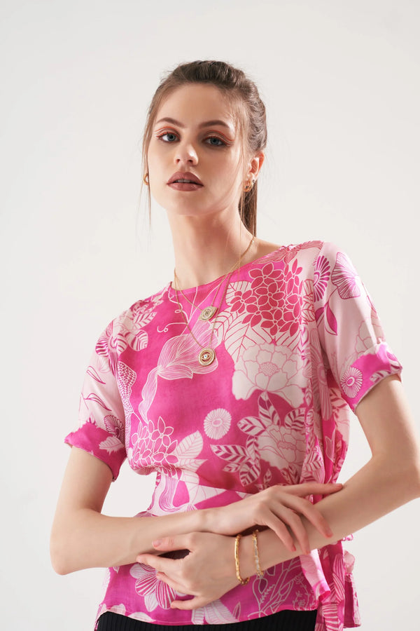 Flower Print Satin Top – The Rosetta - BoonsnPerkks